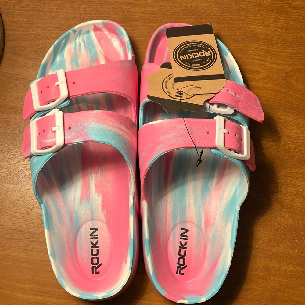 Pink and Blue Sandals